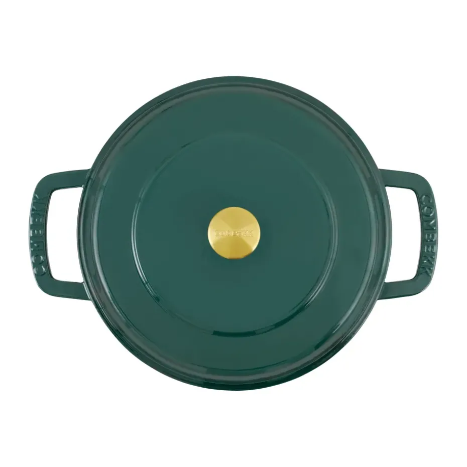 Cazuela de hierro fundido esmaltado Combekk Enameled Ø28 cm, Holly Green-pomo gold