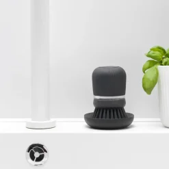 Cepillo para platos con dispensador Brabantia, gris oscuro
