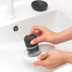 Cepillo para platos con dispensador Brabantia, gris oscuro