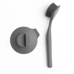 Cepillo para platos con soporte con ventosa Brabantia, gris oscuro
