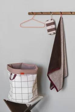 Cesto de colada Mesh Ø40×50 cm, Brown-Off-white