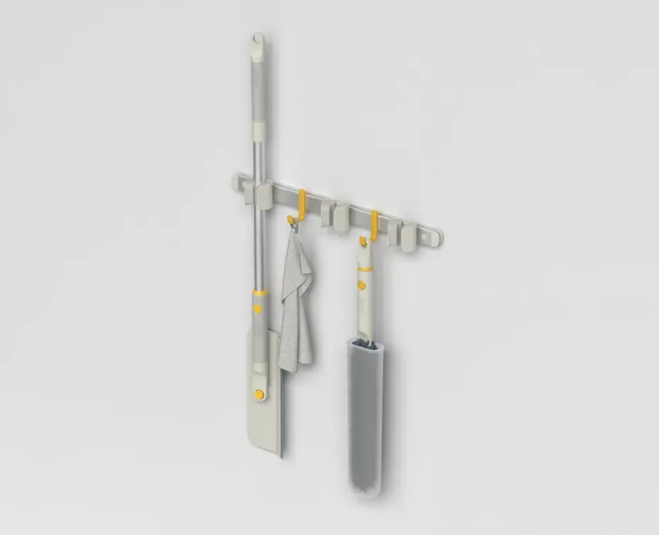 Cleantech Carril de almacenamiento de herramientas de limpieza, Plata