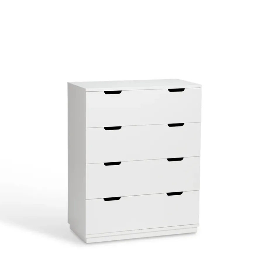 Cómoda Aoko de 4 cajones, Lacado blanco