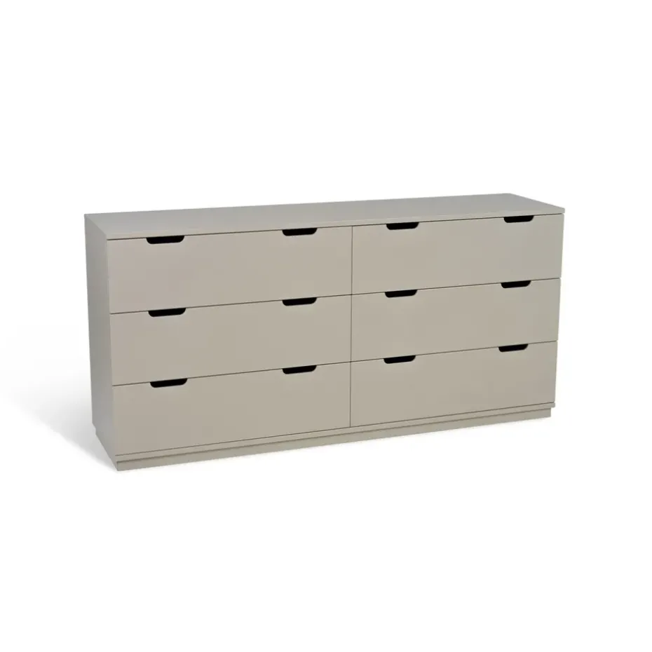 Cómoda Aoko doble 6 cajones, Beige