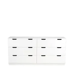 Cómoda Aoko doble 6 cajones, Lacado blanco