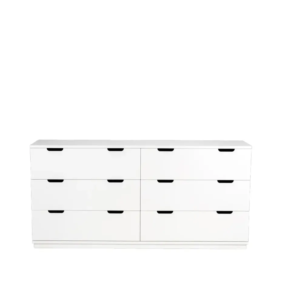Cómoda Aoko doble 6 cajones, Lacado blanco