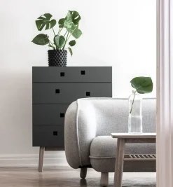 Cómoda Peep B3, Slate grey, roble pigmentado blanco