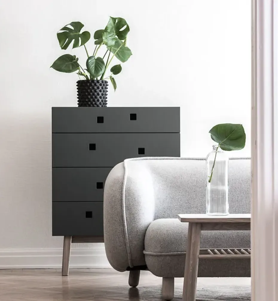 Cómoda Peep B3, Slate grey, roble pigmentado blanco