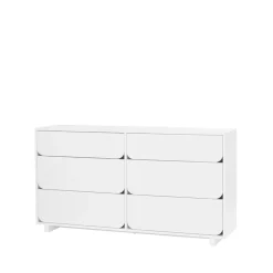 Cómoda Vidja doble, Lacado blanco, 6 cajones