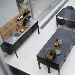 Cocina exterior Drop, Lava grey, incl. encimera y grifo