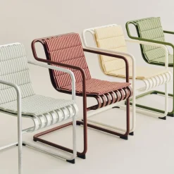 Cojín de asiento Terrazza Folding, Grey bold stripe, 82x40 cm