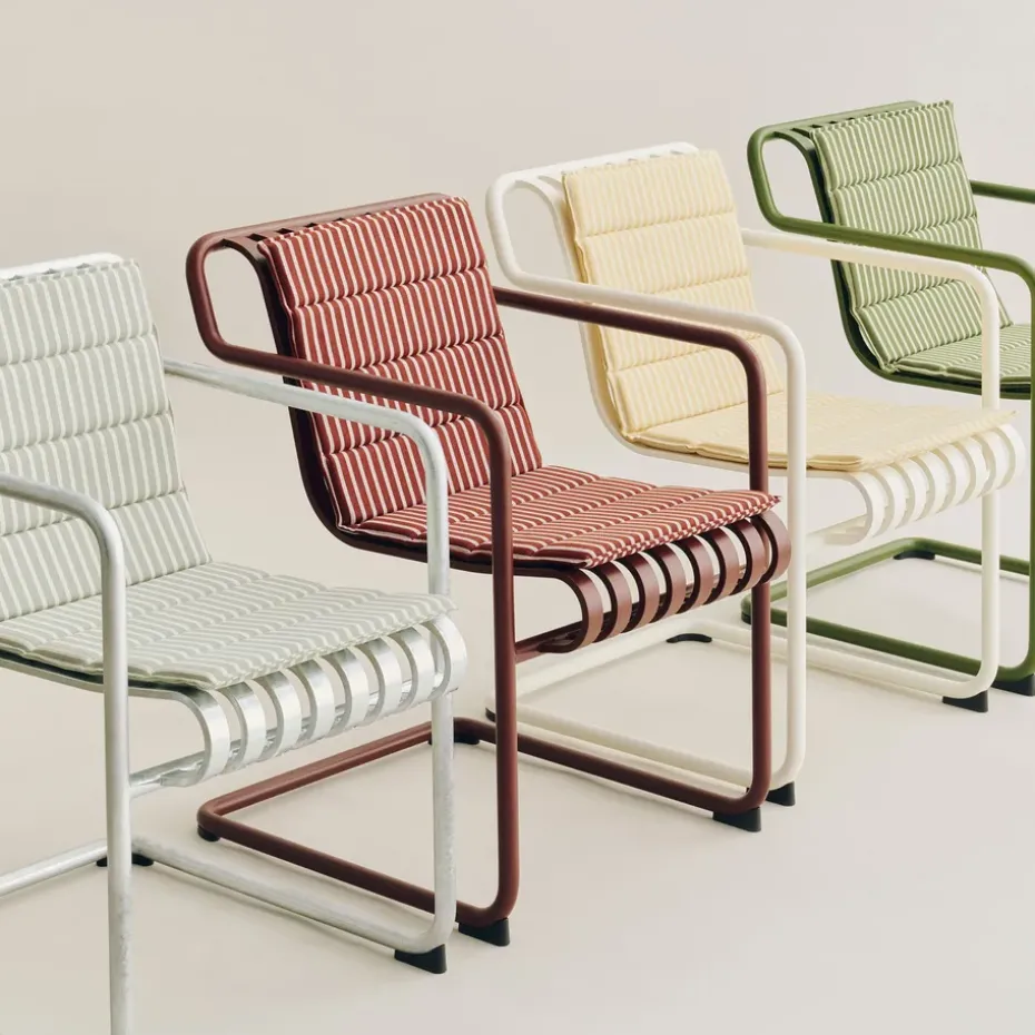 Cojín de asiento Terrazza Folding, Grey bold stripe, 82x40 cm