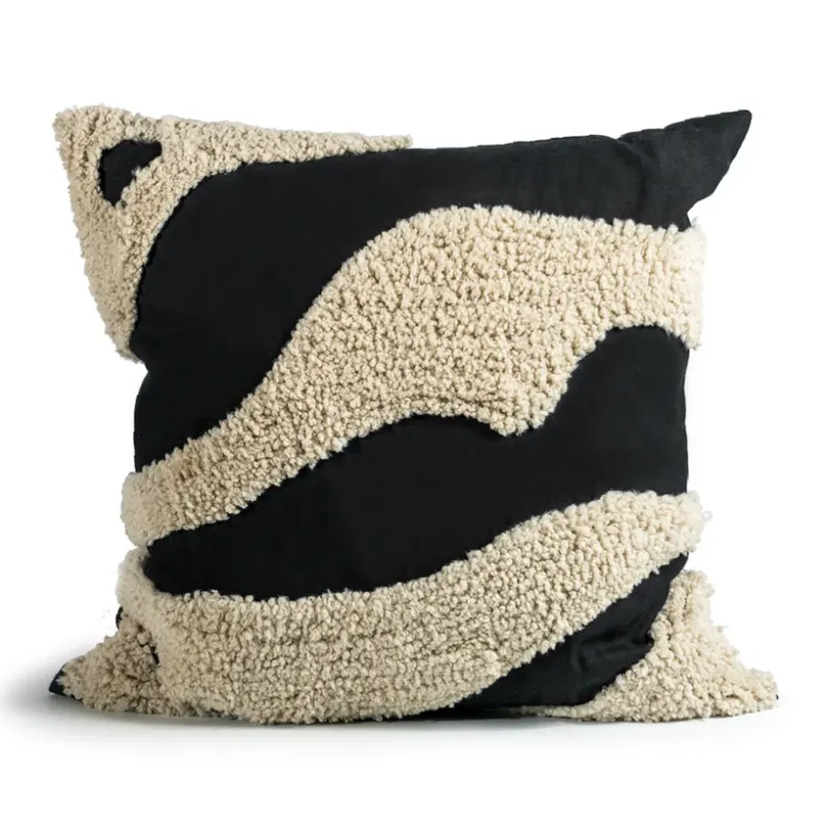 Cojín Fluffy 50x50 cm, Black-beige