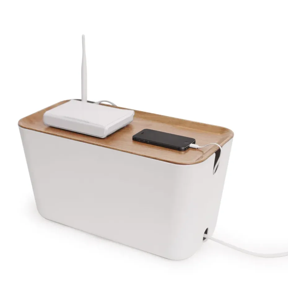 Colector de cables Cable Organiser XXL, madera-blanco