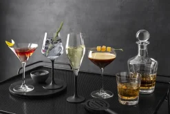 Copas de champagne Manufacture Rock 26 cl, 4-pack, transparente-negro