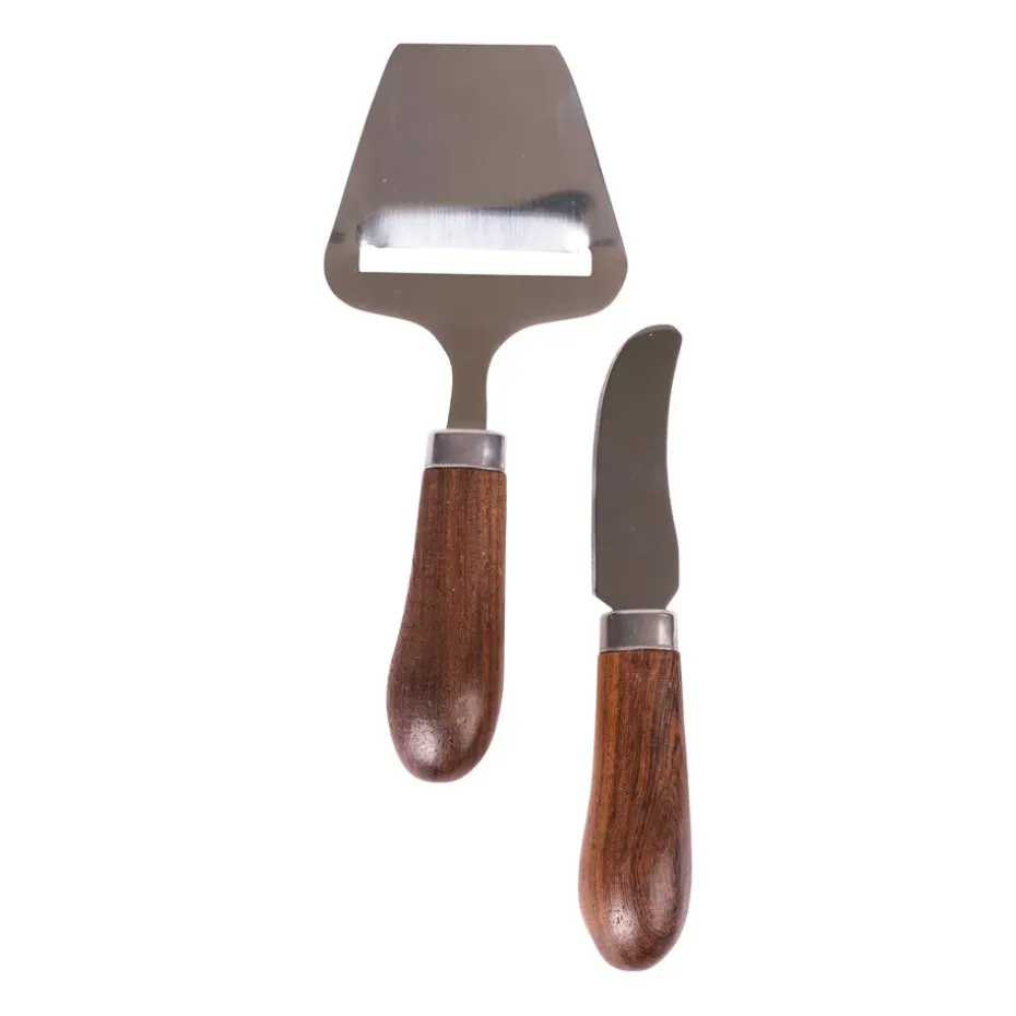 Cortaquesos y cuchillo de mantequilla Astrid, marrón-plata