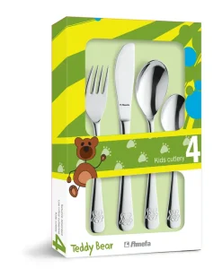 Cubertería infantil Teddy 4 piezas, Acero inoxidable