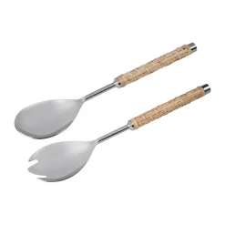 Cubiertos de ensalada Ernst con mango trenzado, 2 piezas, Alga marina, 28 cm
