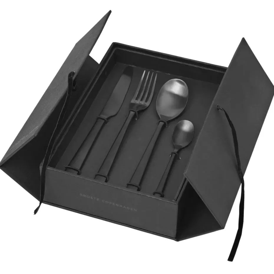 Cubiertos Hune 16 piezas, titanium mat black