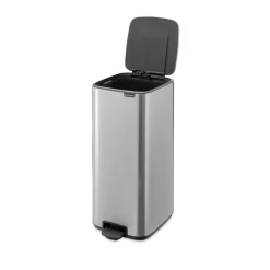 Cubo de basura con pedal Bo 30 L, Acero mate antihuellas