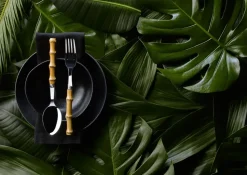 Cuchara de mesa Panda, acero inoxidable-bambú