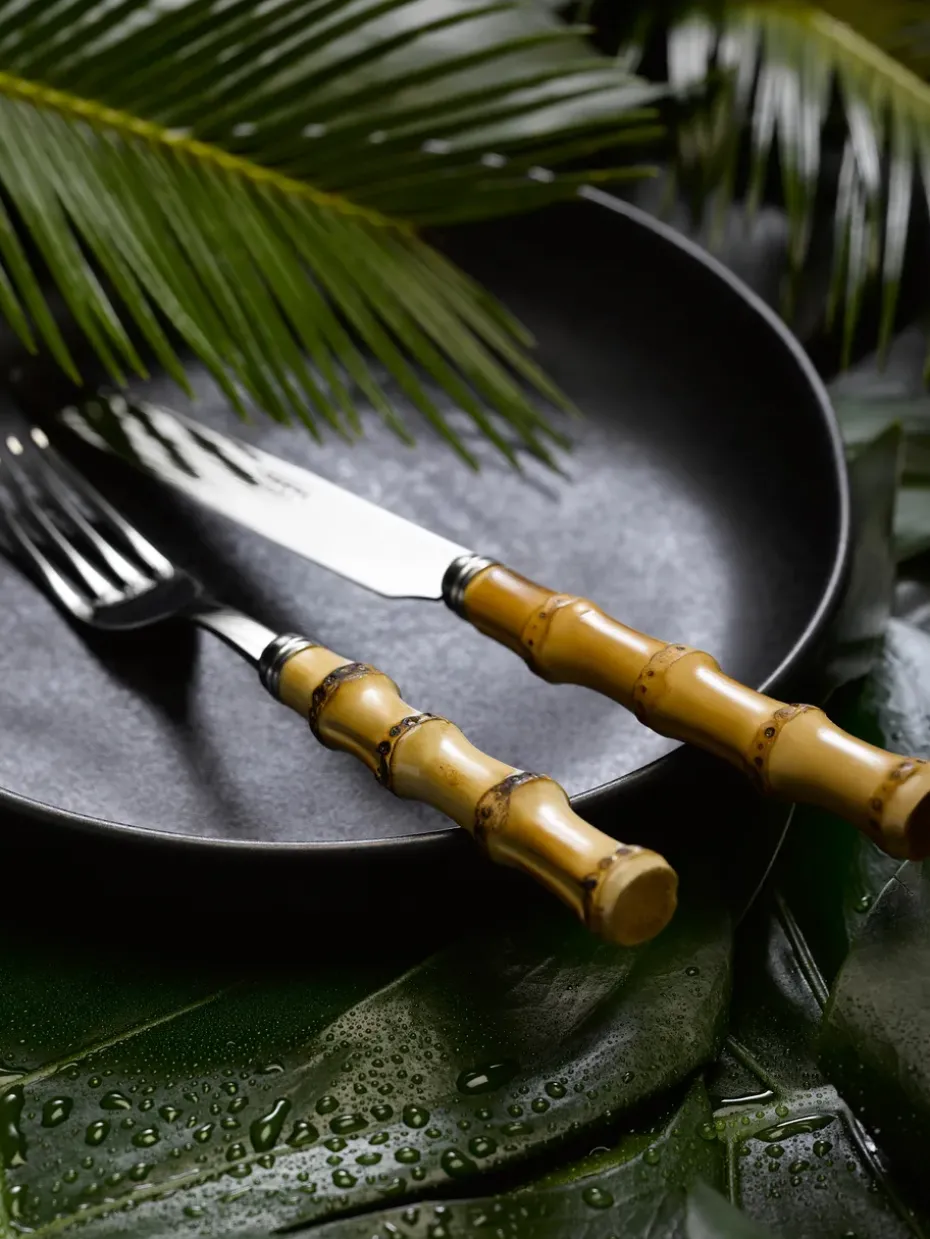 Cuchillo de mesa Panda, acero inoxidable-bambú