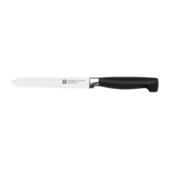 Cuchillo dentado universal Zwilling Four star 13 cm, Negro-acero inoxidable