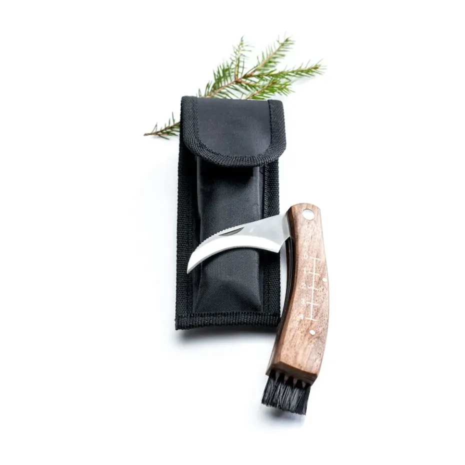 Cuchillo para setas con funda, Roble