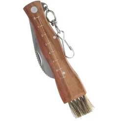 Cuchillo para setas Stuti con mango de madera marrón y cepillo 13×2 cm, Acero inoxidable