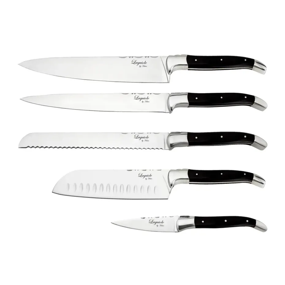 Cuchillos de chef Laguiole By Hâws, 5 piezas, Madera negra
