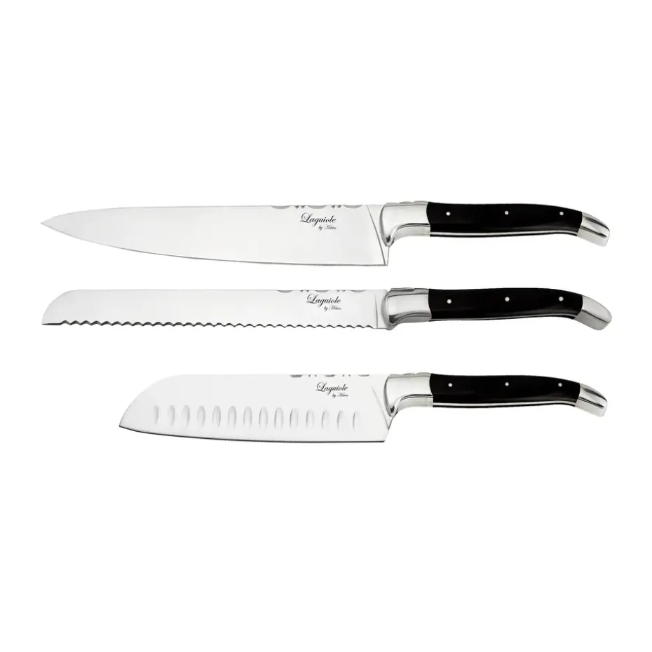 Cuchillos de chef Laguiole By Hâws, 3 piezas, Madera negra