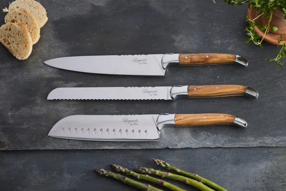 Cuchillos de chef Laguiole By Hâws, 3 piezas, Oliva