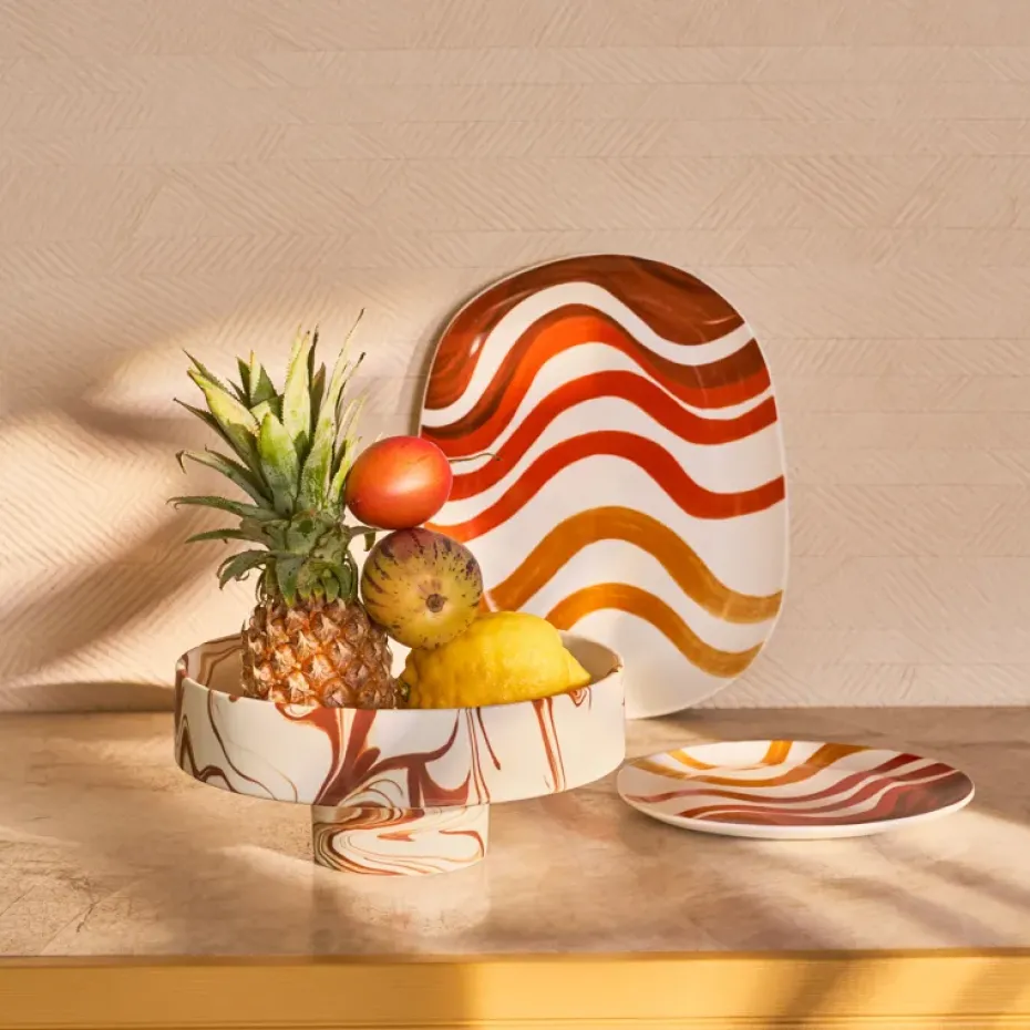Cuenco decorativo Moon Ø26 cm, Marrón-blanco