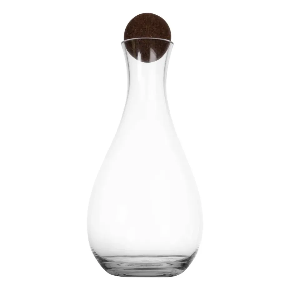 Decantador de vino con bola de corcho Nature 2 l, transparente-marrón oscuro