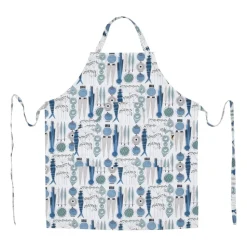 Delantal Picknick estampado pequeño, Azul-beige