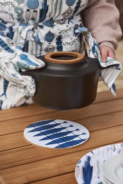 Delantal Picknick estampado pequeño, Azul-beige