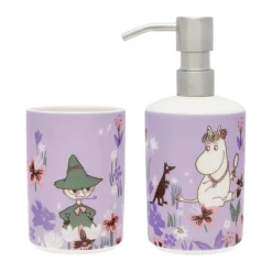 Dispensador de jabón y portacepillos de dientes Mumin, Jardín de flores