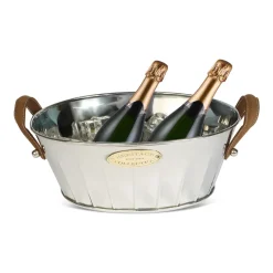 Enfriador de champán Heritage con asas de cuero, 30 cm