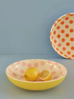Ensaladera Rice melamina Ø29,9 cm, Pink dots-yellow