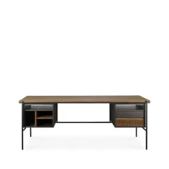 Escritorio con cajones Oscar , Teak - patas de metal negras