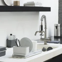 Escurreplatos compacto Brabantia, gris claro