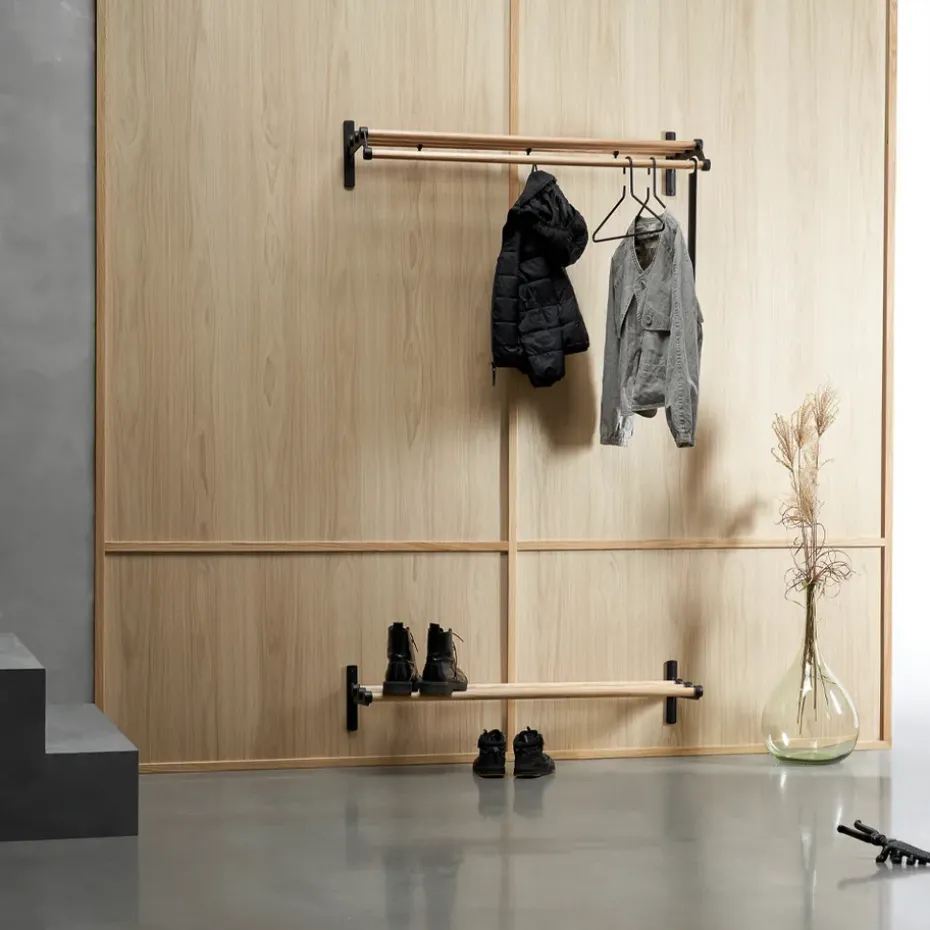 Estante sombrerero Nostalgi 291 100 cm, roble-negro