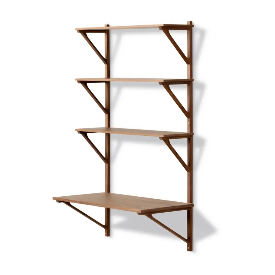 Estantería con escritorio BM29, 78x134 cm, Walnut lacquer