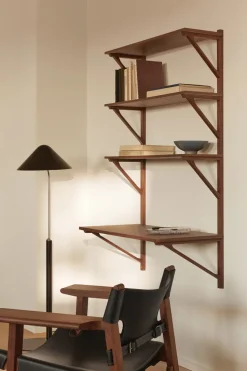 Estantería con escritorio BM29, 78x134 cm, Walnut lacquer