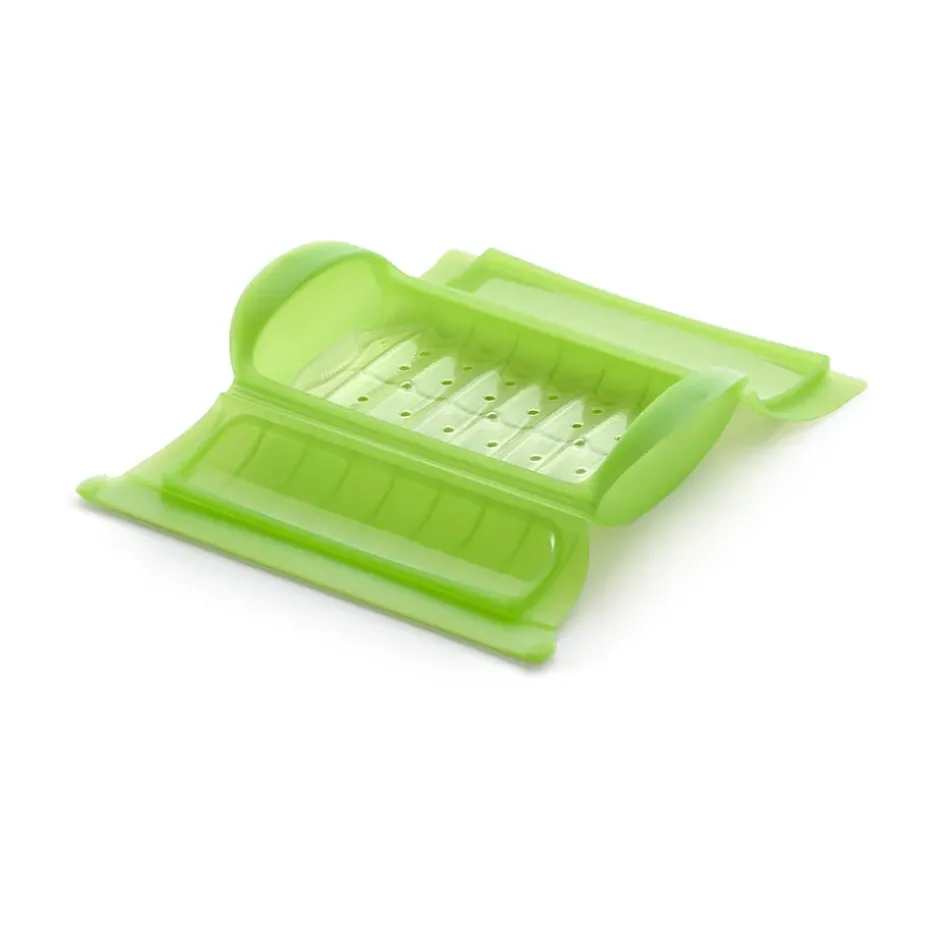 Estuche de vapor con bandeja Lékué 1-2p., Verde