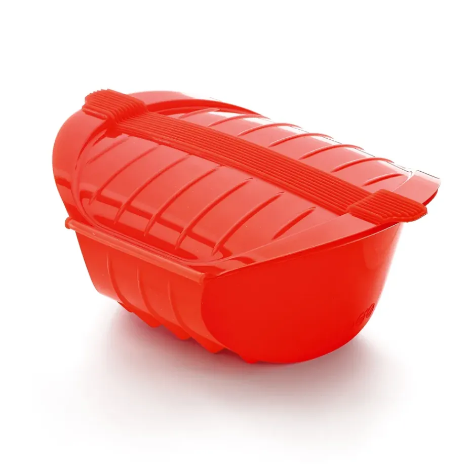 Estuche de vapor hondo Lékué 1–2 p., Rojo