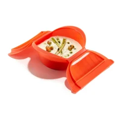 Estuche de vapor hondo Lékué 1–2 p., Rojo