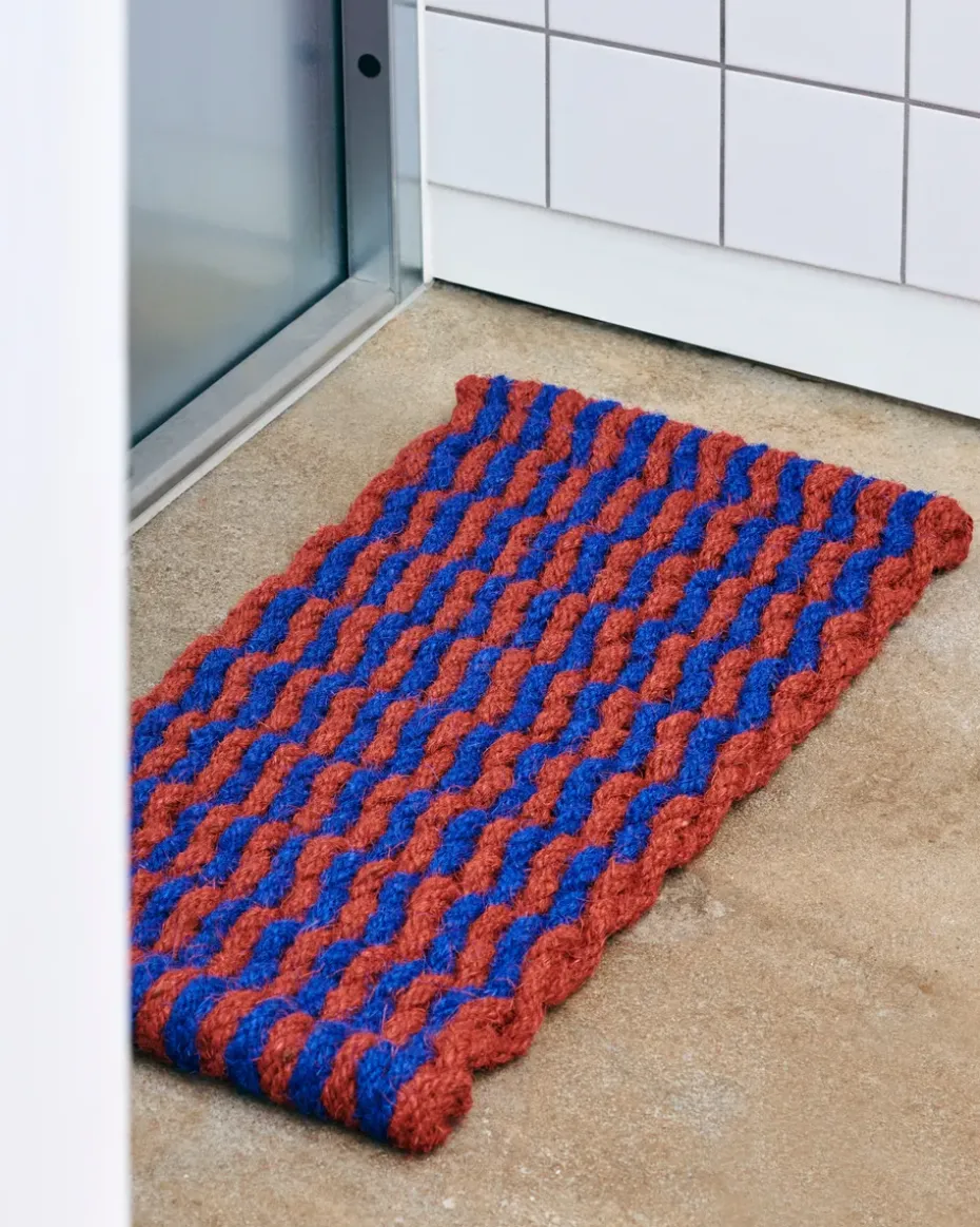 Felpudo Coco Stripe Wave, Brown-navy