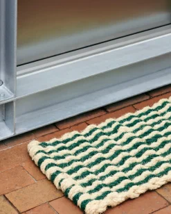 Felpudo Coco Stripe Wave, Dark green-white