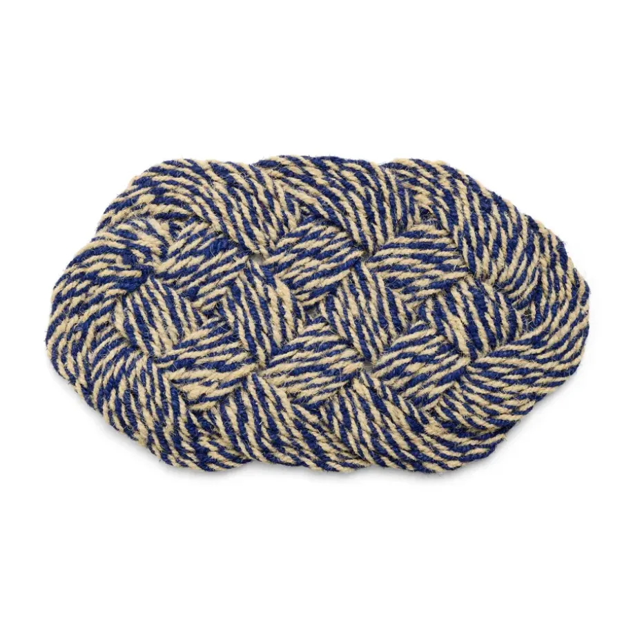 Felpudo Coco 40x80 cm, Swirl blue-off white